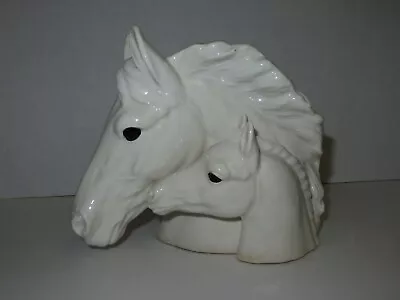 Vintage NAPCO Ware White Mare & Foal Horse Head Ceramic Planter 9975 • $19.95