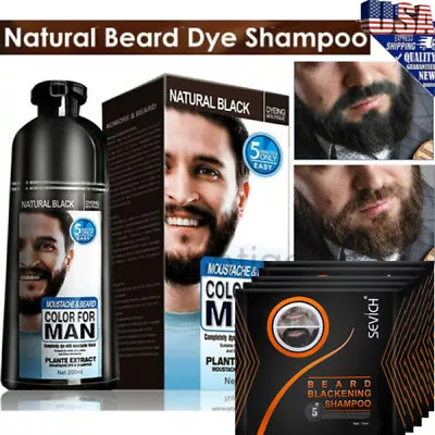 2in1 Best Men Black Beard Simple Hair Dye Color Shampoo Permanent Darkening Hair • $8.65