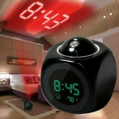 $16.99 • Buy LED Digital Projection Alarm Clock Projector LCD Voice Talking Time Temperature