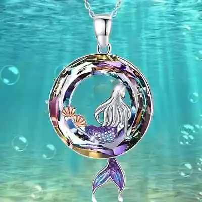 Exquisite Fashion Creative Necklace Elegant Mermaid Crystal Pendant Women Girl • $13.98