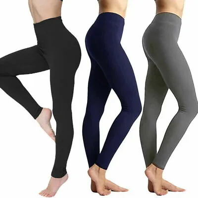 £5.90 • Buy High Waist Ladies Leggings Sports Control Tummy Gym Yoga Trousers Size 8 - 22