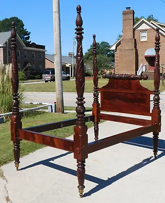 American Empire Acanthus Carved Mahogany Poster Bed • $4850