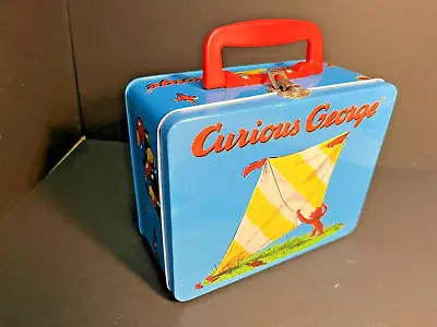 Curious George Metal Lunch Box Schylling 1997 Blue Sky Yellow Kite Vintage • $15.30