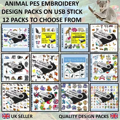 £8.99 • Buy Animals Nature PES Designs On USB Pack Machine Embroidery Files Brother Janome