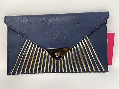 Vieta Envelope Clutch Crossbody Purse Blue 12  X 7  Removable Strap Faux Leather • $14.99