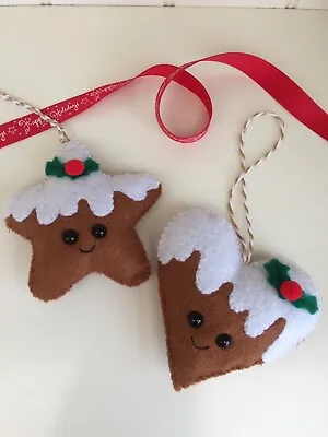 Handmade Felt Gingerbread Heart Or Star Christmas Decorations • £3.50