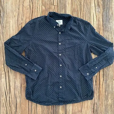 American Eagle Shirt Men's L Black Long Sleeve White Polka Dots Button Up • $14.77