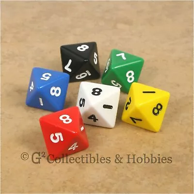 NEW Set Of 6 D8 Dice With Numbers - 6 Colors RPG D&D Gaming Eight Sided Dice  • $5.99
