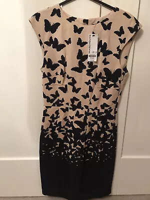 Navy & Beige Warehouse Butterfly Dress • £10