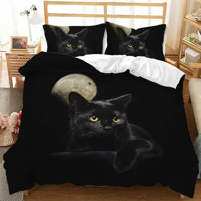 £24.66 • Buy Black Cat 3D Printed Bedding Set 2/3PCS Duvet Cover & Pillowcase(s) Gift &1