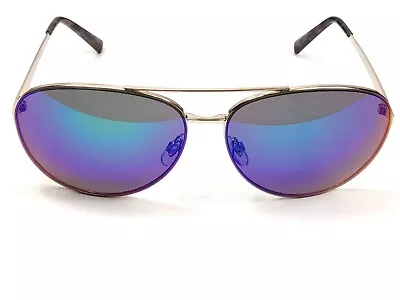 River Island Pilot Aviation Women's Sunglasses Gold Colour Frame Blue Green Lens • £7.95