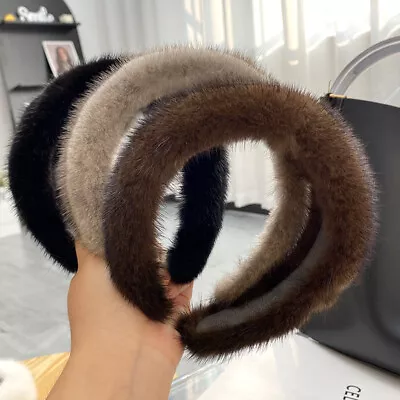 Real Mink Fur Headband Womens Hair Clip Fashional Hair Band Hair Hoop Decor • $21.99