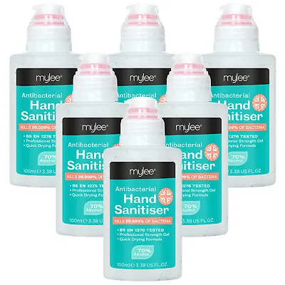 Antibacterial Hand Sanitiser 100ml Disinfectant Gel 70% Alcohol Travel Size 6 PK • £7.99