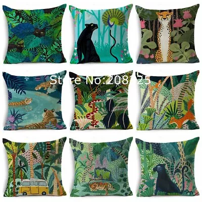 Nordic Animal Cushion Cover Jungle Leopard Sloth Panther Camper Pillow Cover • $8.79