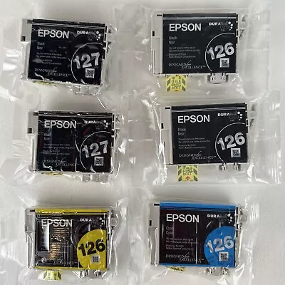 Sealed Genuine Epson 127XL Black &  126 Black Cyan Yellow Ink Cartridge  No Box • $49.98