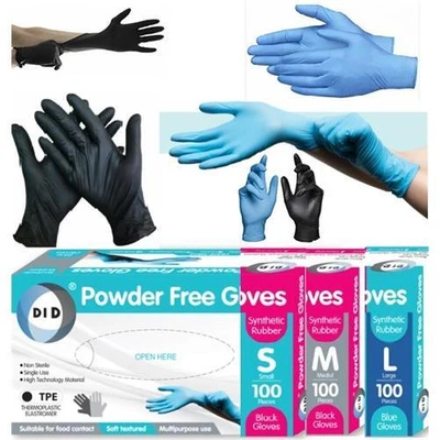 £4.95 • Buy 100 Disposable Gloves Powder Latex Vinyl Free TPE Work Tattoo Food Medical