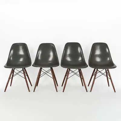 Herman Miller Eames Chairs Elephant Grey Set (4) Original DSW Dining Side Shells • £1525