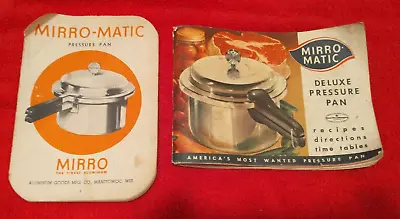 Vtg  Mirro Pressure Pan Cooker Instruction Book & Recipe Cookbook • $4.99