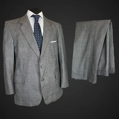 Magee Suit 44S 38S Prince Of Wales Glenplaid Check Pure Wool Black White Grey  • $55.49