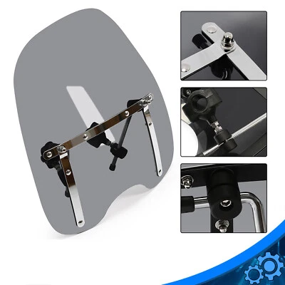 $45.95 • Buy Universal 17 X 19  Smoke Motorcycle Windshield For Harley Yamaha Kawasaki Honda