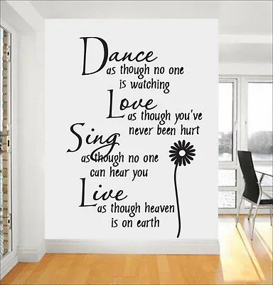 Dance Love Sing Live Flower Bedroom Quote Wall Stickers Art Removable Decals DIY • £4.99
