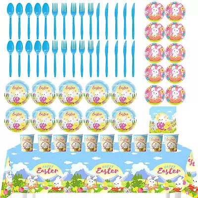 81PCS Easter Plates And Napkins Vintage Easter Decorations Spring Easter Bunny • $56.02