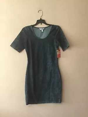 Marilyn Monroe Brand Acidwash Blue Dress Womens Medium NWT Bodycon Open Back • $7