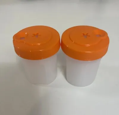 Tupperware Mini Adjustable Travel Salt And Pepper Shaker Orange 2247A Set Of 2 • $17.50