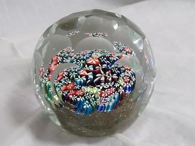 3  MURANO Italy Faceted Art Glass Millefiori & Aventurine Paperweight Orig Label • $39.95