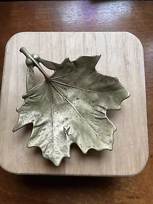 Vintage BRASS  VIRGINIA METAL CRAFTERS SUGAR MAPLE LEAF DISH 3-48  1950 • $27