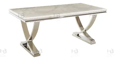 £399.99 • Buy Arabella White 180cm Marble Dining Table - Curved Legs - Stunning Design