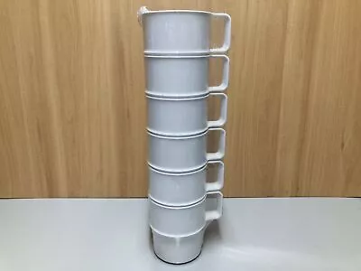 Rosti Mepal White Stacking Cup / Mug Set Of 6 Camping Motorhome Caravan Festival • £14.24