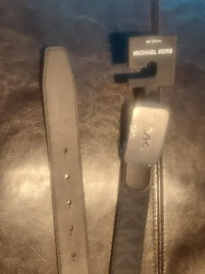 Michael Kors Men's Belt 42  Fast MK Plaque Belt-Black/Gray Logo Print See Note • $35