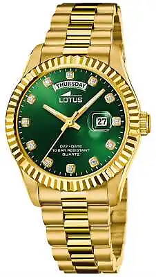 Lotus Men's Freedom (41.5mm) Green Dial / Gold-Tone Stainless Steel L18857/6 • £120
