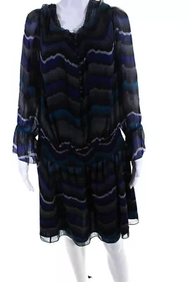 Diane Von Furstenberg Womens Silk Striped A Line Kelley Dress Blue Size 12 • $40.81