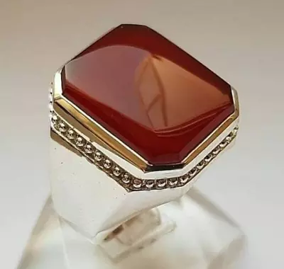 Natural Mens Original Yemen Deep Red Agate Ring Red Carnelian Ring For Men Ring • $150