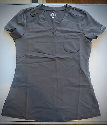 Med Couture MC Touch Women's Scrubs One Pocket Tuck-In Top - Pewter - NWOT • $15