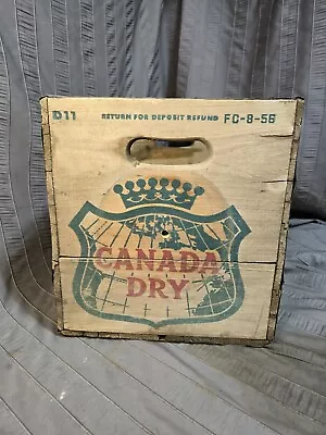 CANADA DRY  Wood Crate Bottle Carrier Shipping 1956 VTG 12x16x12 Storage Display • $29