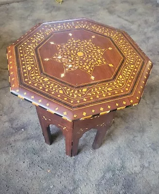 Vintage Antique Inlaid Octagon Side Table Moroccan Moorish • $19.99