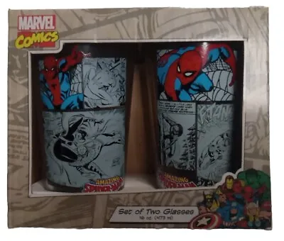 Marvel Comics 16oz. Drinking Glasses | The Amazing Spider-Man | 2 | BRAND NEW • $13.49