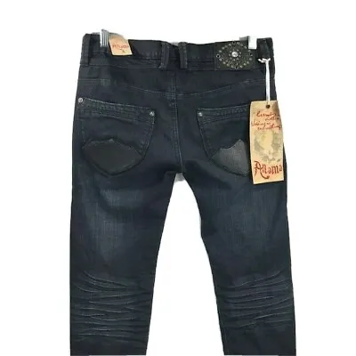 Anama Juniors Black Jeans Embellished With Rhinestones Vinyl Size 27  Waist • $24.99