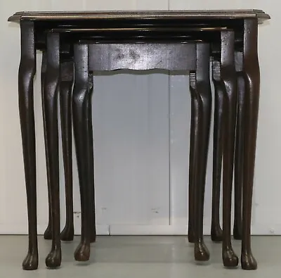 Lovely Mahogany Brown Set Nest Of Tables On Cabriole Legs • £350