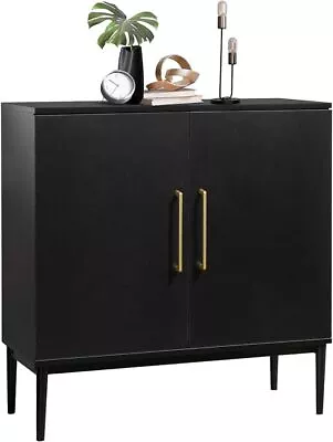 Vrullu Modern Storage Cabinet Free Standing Buffet Cabinet Black Sideboard  • $89.99