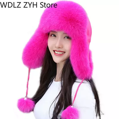 Cap 100% Real Fur Women's Hats Snow Ski Hat Earflap Caps Winter Warm Fur Hat • $92.62