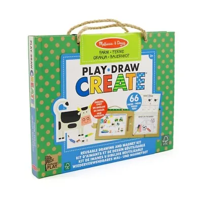 MELISSA & DOUG Play Draw Create 66 Piece Farm Drawing And Magnet Set Age 3+ • £15.99