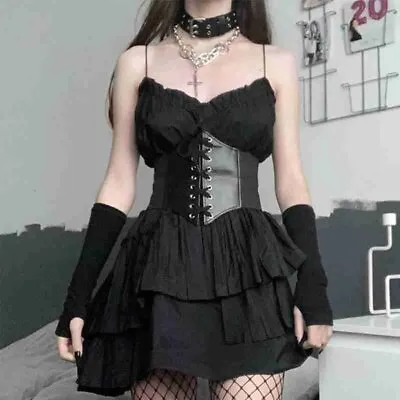 1Pcs Gothic Dark Lace Up Female Waist Corset Belt Wide PU Leather  Dress BA YIUK • £6.12