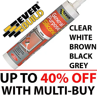 £7.15 • Buy  EverBuild General Purpose Silicone Sealant, Clear White Brown Black Grey 