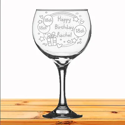 £11.99 • Buy Personalised Engraved Gin Glass Gift Birthday Present 18th 21st 30th 40th 50th
