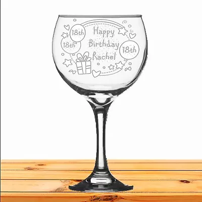 Personalised Engraved Gin Glass Gift Birthday Present 18th 21st 30th 40th 50th • £11.99