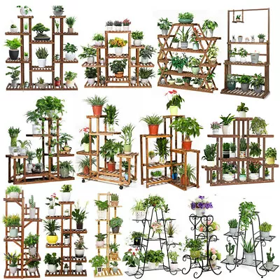 £20.92 • Buy Stable Multi Tier Garden Plant Stand Bookcase Bamboo Wood Metal Various 60 Style